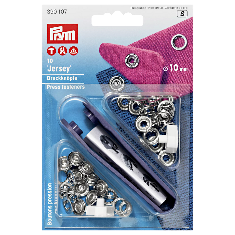 Prym brass press fasteners silver 10mm, imported from the UK