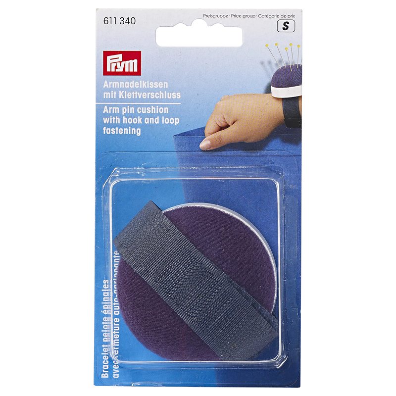 Prym blue arm pin cushion with strap, imported from the UK