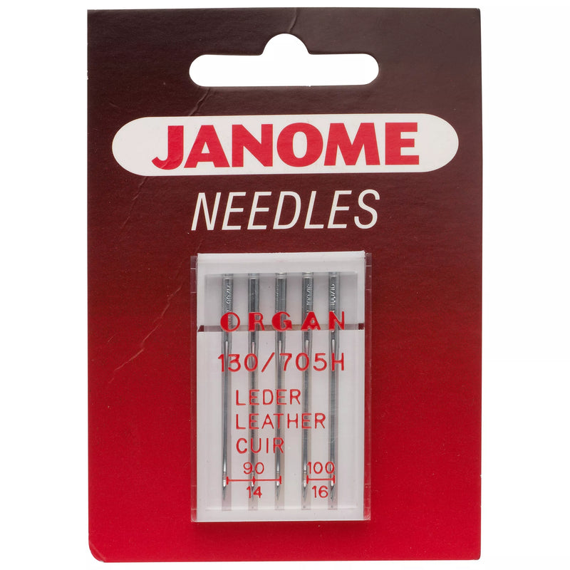 Janome leather needles pack of 5 assorted sizes (British brand)