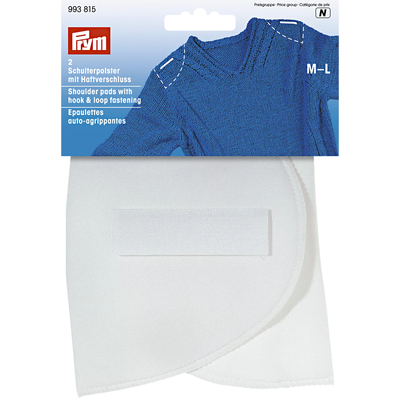 Prym shoulder pads set-in hook and loop M-L - British product
