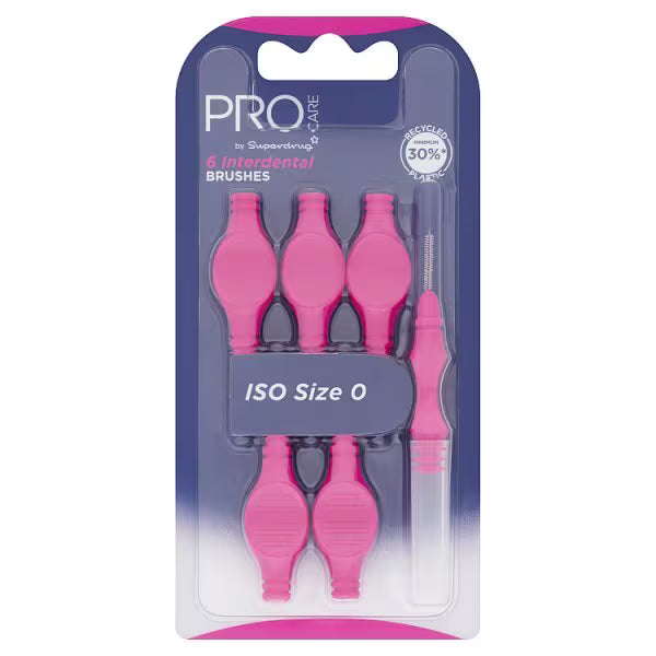 Superdrug Pro Care Interdental Brushes Pink 0.4mm x 6 (British brand)