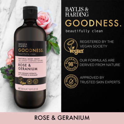 Baylis & Harding Goodness Rose & Geranium Natural Body Wash 500ml