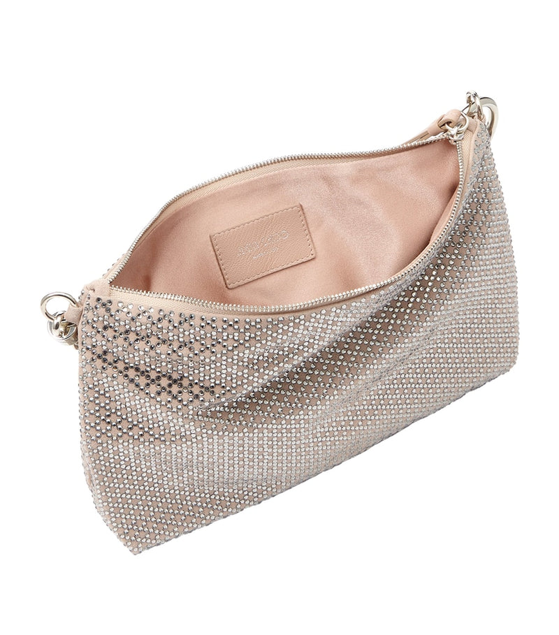 Jimmy Choo Callie clutch bag suede crystal embellishments (British brand)
