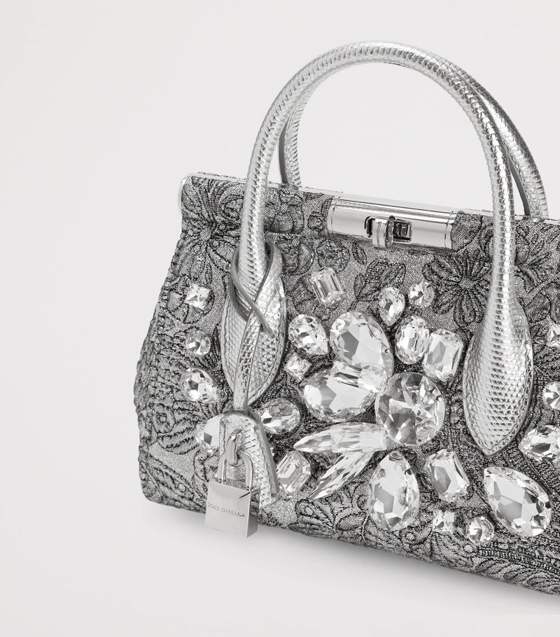 Dolce&Gabbana Marlene embroidered top-handle bag with rhinestones - British product