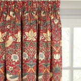 John Lewis Morris & Co. Strawberry Thief Red Lined Pencil Pleat Curtains- Buy online at McGrocer
