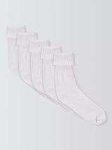 John Lewis John Lewis Kids' Roll Over Socks White Ankle Socks Pack of 5- Buy online at McGrocer