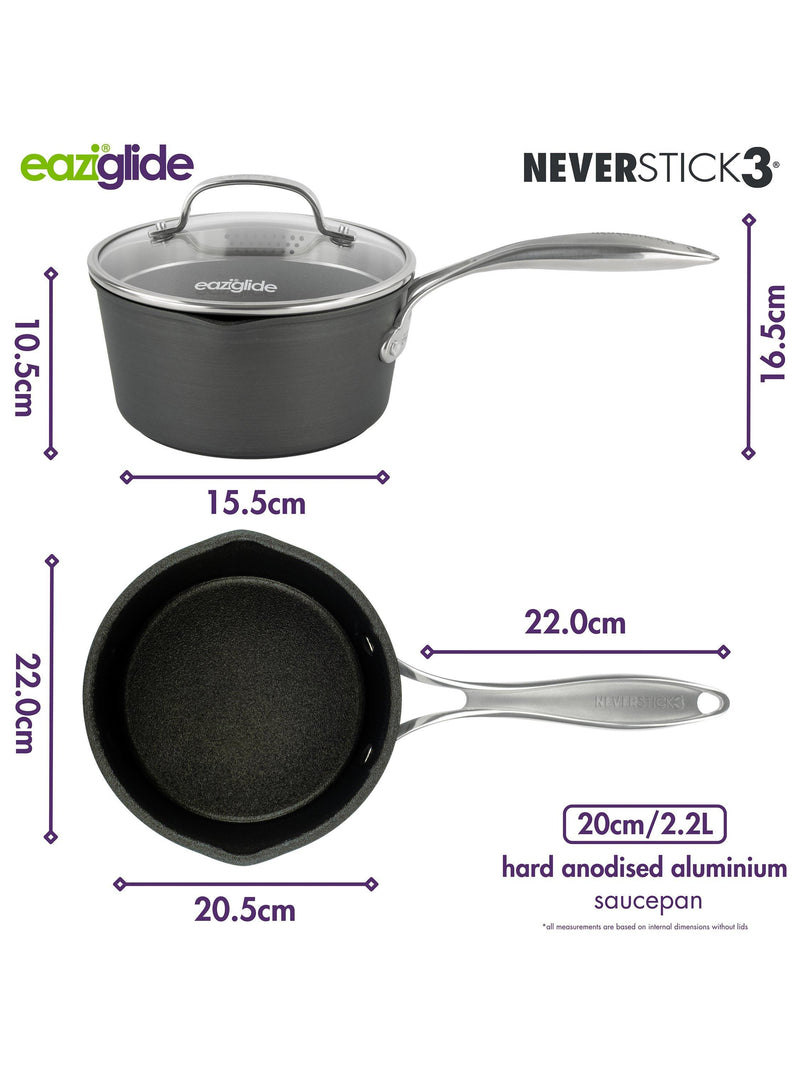 Eaziglide professional non-stick saucepan with lid 16cm - British product