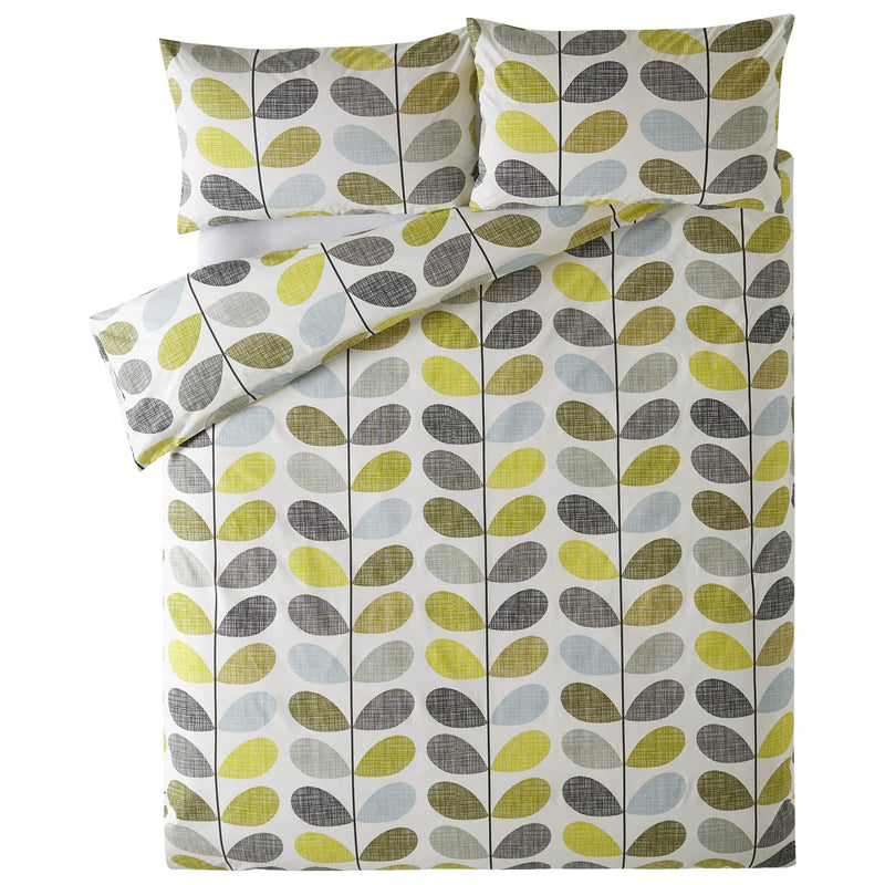 Orla Kiely cotton bedding Scribble Stem duck egg sea grass, imported from the UK