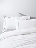 John Lewis Annecy Egyptian Cotton Embroidered Percale, Standard Pillowcase, 200 Thread Count, White/Grey