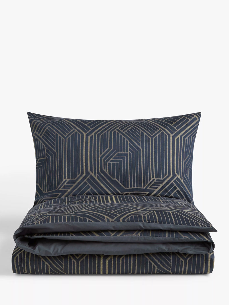 John Lewis Art Deco cotton bedding with gold highlights (British brand)