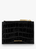 Whistles coin purse shiny embossed croc black - British product