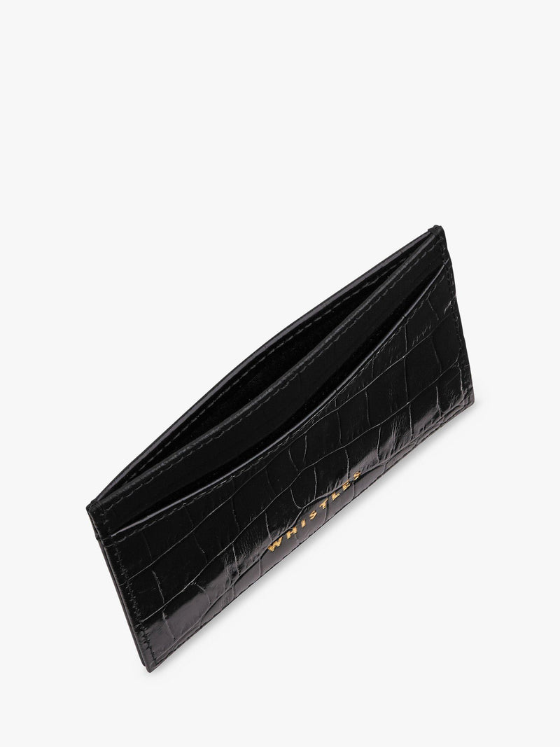 Whistles leather card holder with croc texture finish - British product
