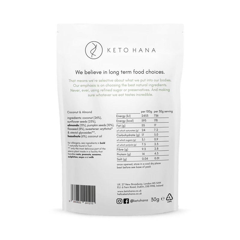 Keto Hana coconut almond granola 300g, UK version