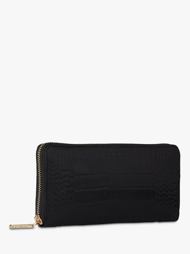 Whistles black leather long purse shiny croc, imported from the UK