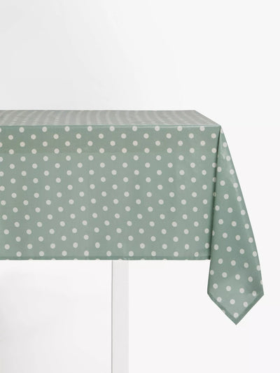 John Lewis John Lewis Wipe Clean PVC Spot Print Tablecloth, Dusty Green- Buy online at McGrocer