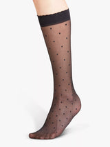 John Lewis FALKE 15 Denier Dot Knee High Hold Ups, Black- Buy online at McGrocer