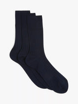John Lewis John Lewis Made in Italy Mercerised Cotton Ankle Socks Pack of 3 Navy- Buy online at McGrocer