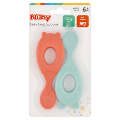 Nuby Easy Grip Spoons for 6+ months, imported from the UK
