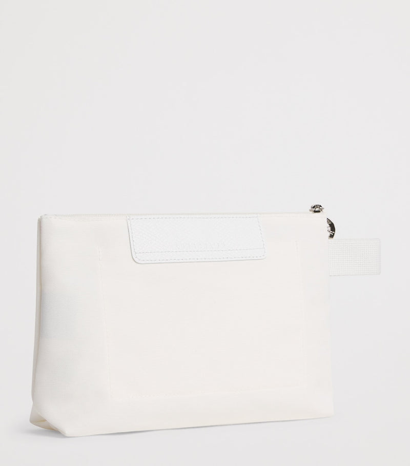 Longchamp La Pliage Surf canvas pouch with leather details (British brand)