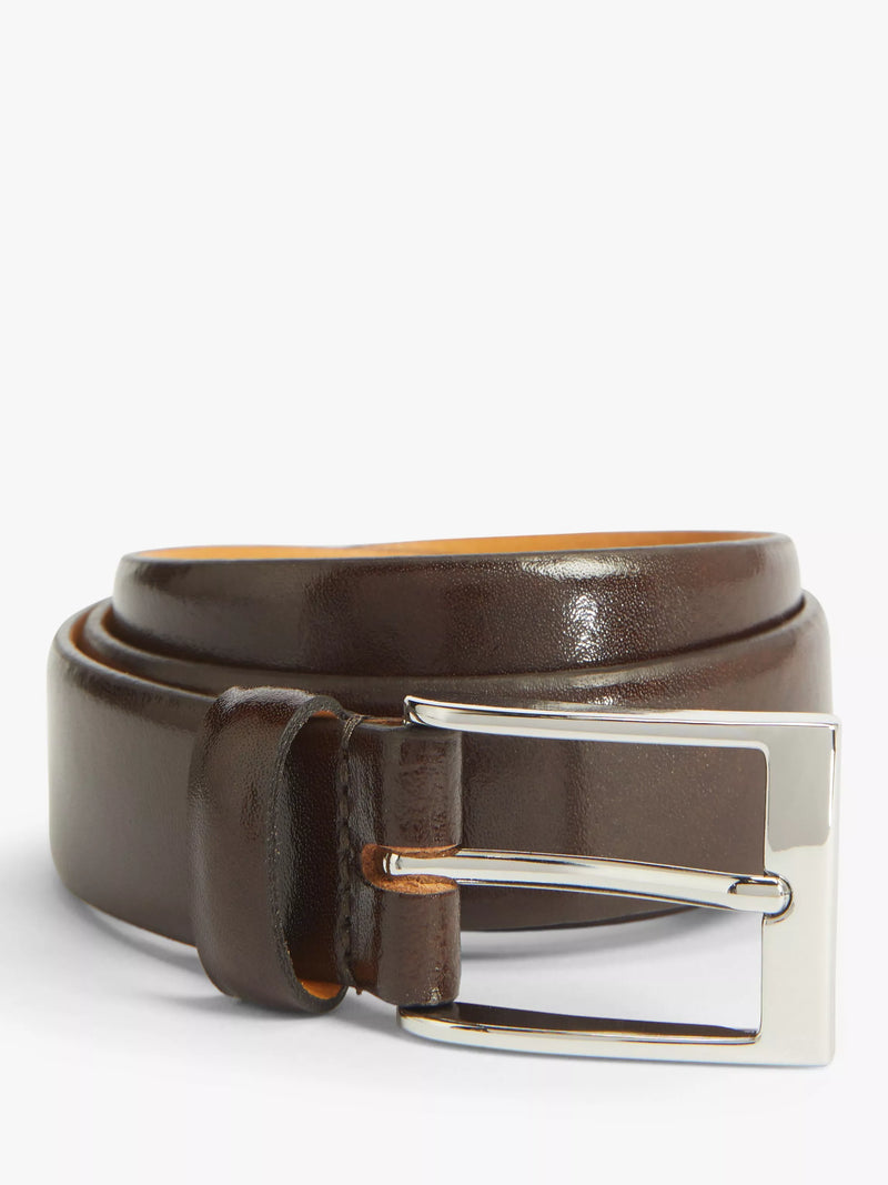 John Lewis Made in England 30mm Formal Leather Belt, Brown, S