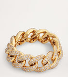 SHAY yellow gold diamond pavé link ring - British product