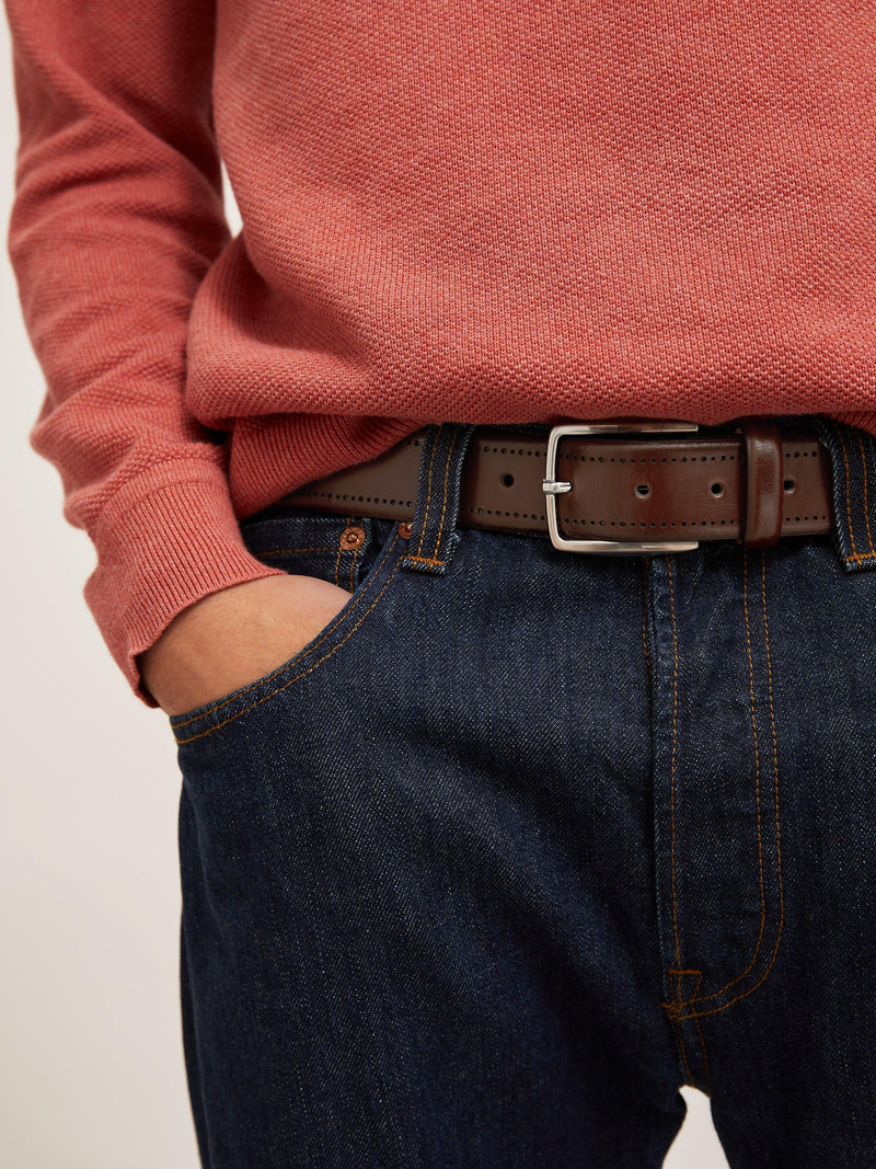 John Lewis belt brogue detail leather 35mm (British brand)