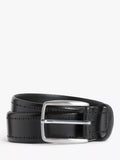 John Lewis Made in Italy 35mm Brogue Detail Leather Belt, Black, S