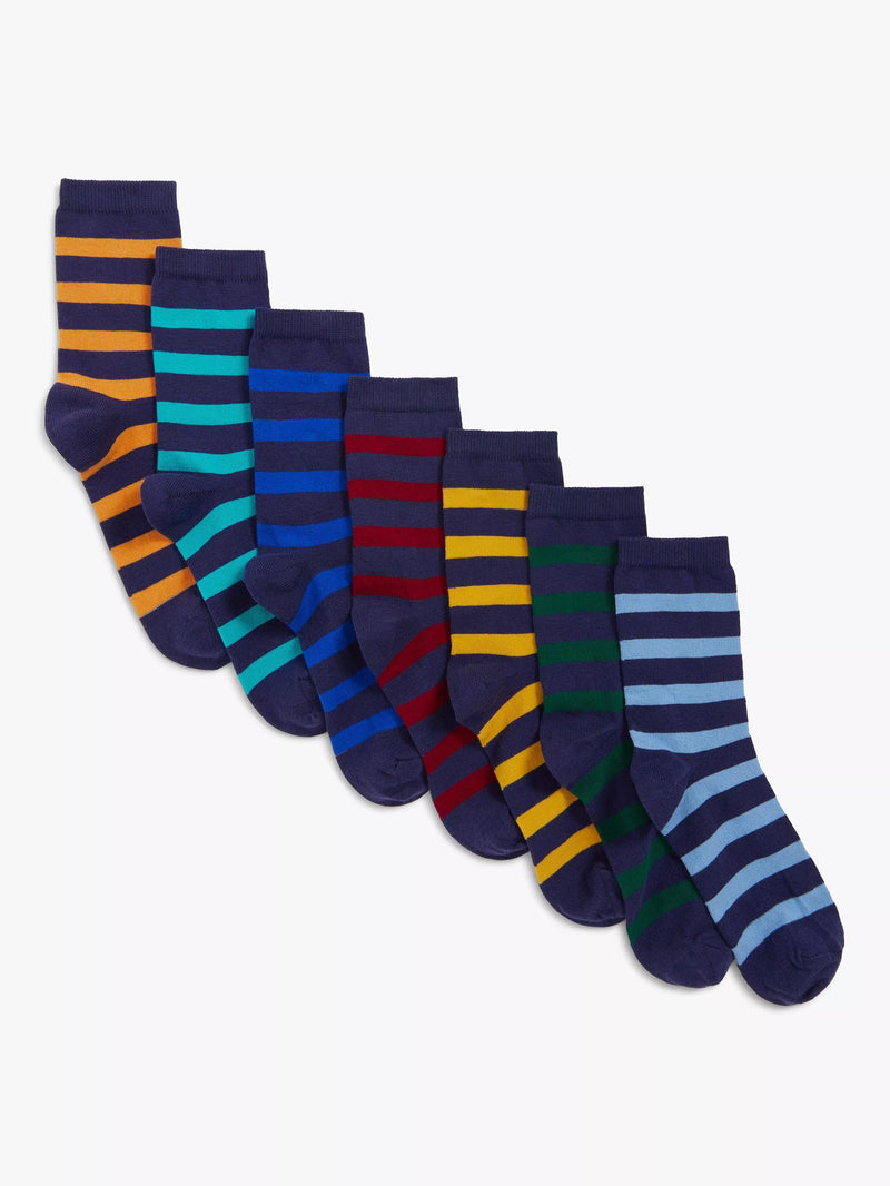 John Lewis kids rugby stripe socks pack of 7, UK version