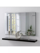 John Lewis Yearn Bevelled Glass Square Corner Rows Rectangular Frame Wall Mirror, Clear/Black- Buy online at McGrocer