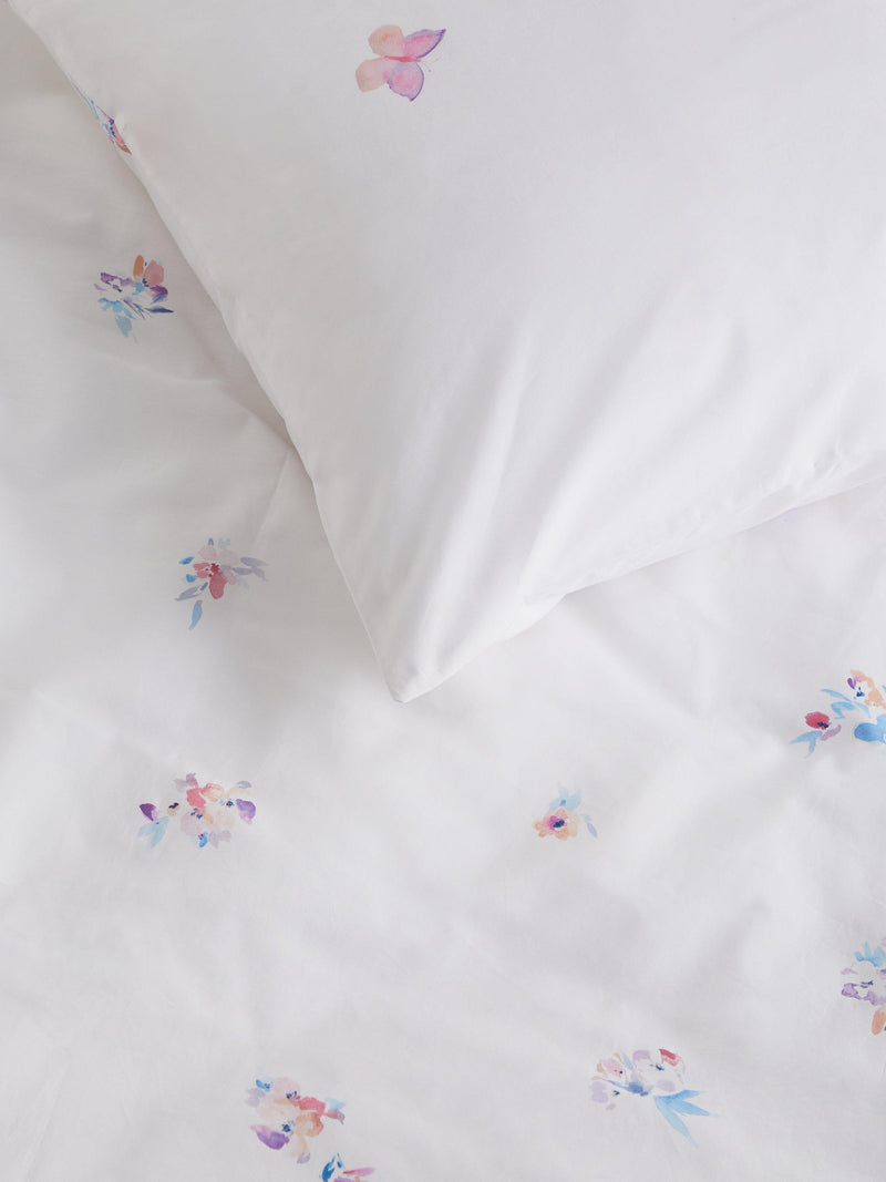 John Lewis reversible pure cotton duvet cover and pillowcase set with butterfly print, UK version