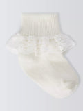 John Lewis Baby Organic Cotton Lace Socks Pack 3, UK version