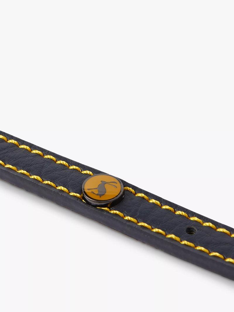 Joules Plain Leather Dog Collar - Navy Medium: H58 x W2 x D3 cm