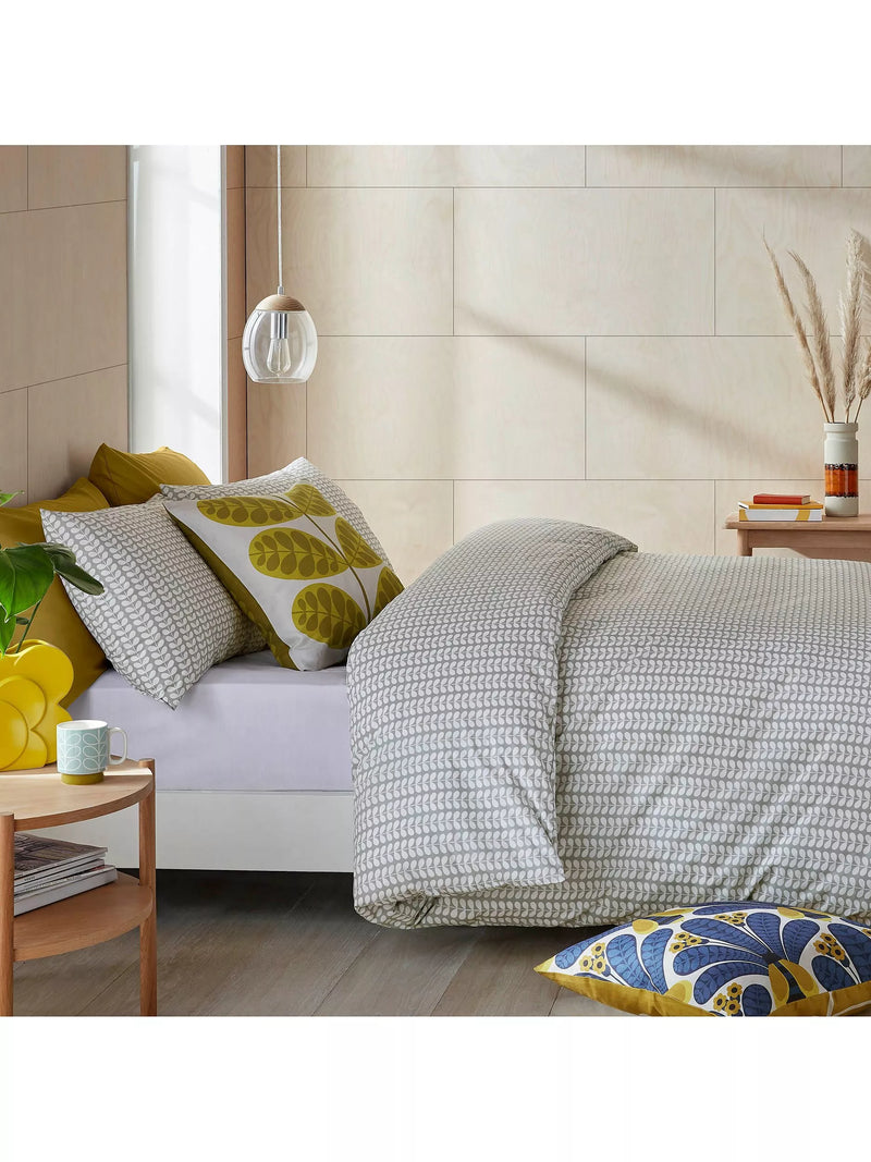 Orla Kiely Tiny Stem 200 Thread Count Cotton Bedding, Grey, Standard Pillowcase, Pair
