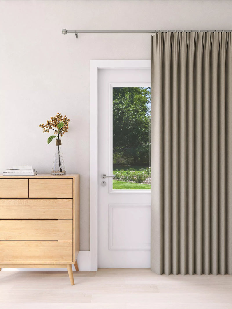 John Lewis Textured Weave Ultra Thermal Lined Pencil Pleat Door Curtain - W167 x Drop 213cm