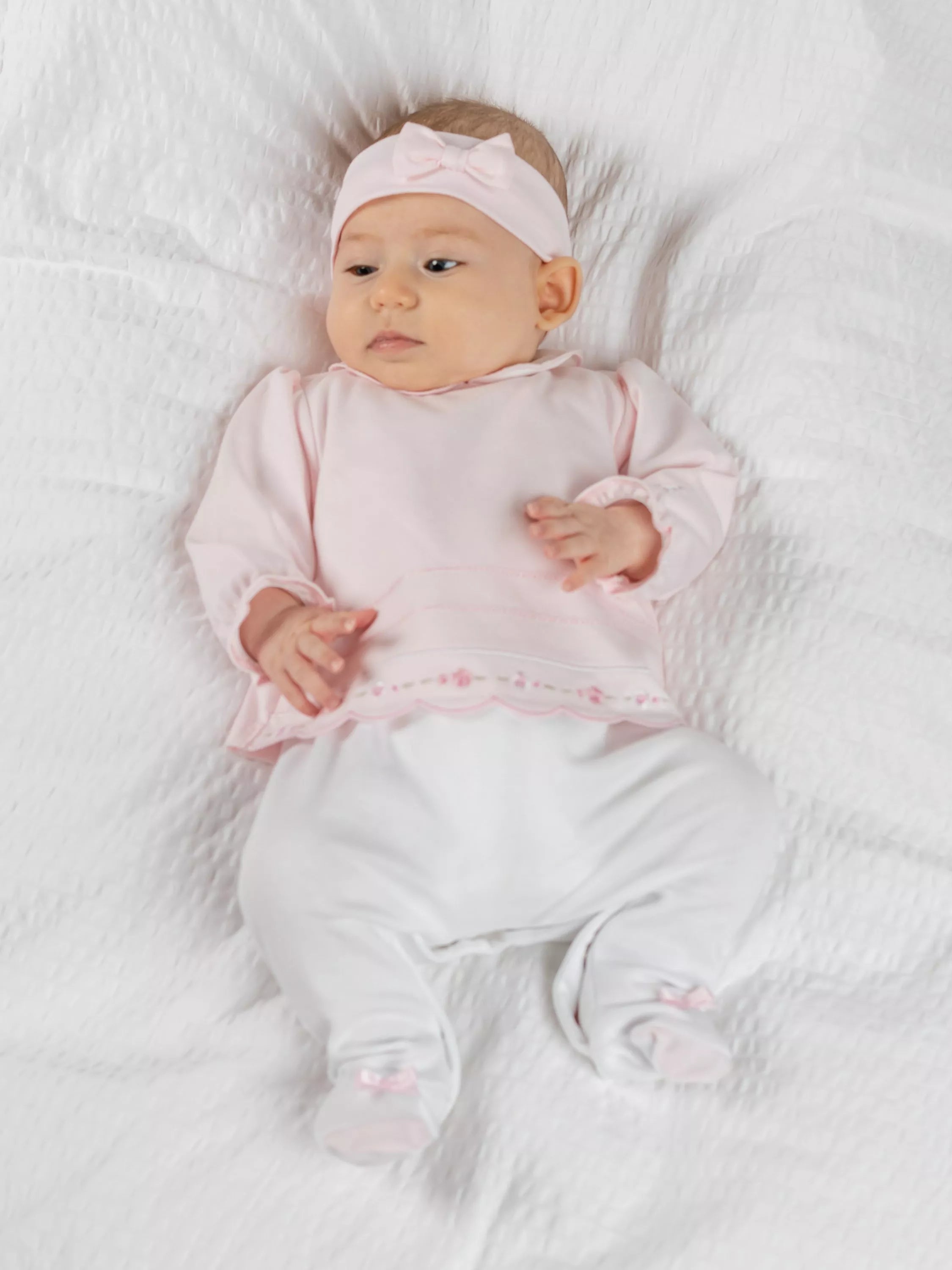Emile et Rose Baby Betty Sleepsuit & Headband Set, Pale Pink - McGrocer
