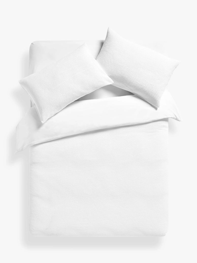 John Lewis Aurelia Pure Cotton Waffle Single Duvet Cover Set, White
