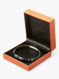Simon Carter onyx bead bracelet with leather and trigger clasp, UK version