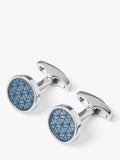 Simon Carter navy enamel diamond round cufflinks, imported from the UK
