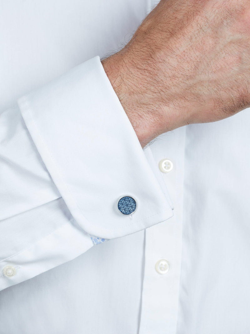 Simon Carter navy enamel diamond round cufflinks, imported from the UK