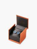 Simon Carter navy enamel diamond round cufflinks, imported from the UK