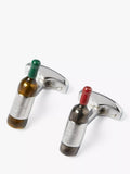 Simon Carter green silver wine bottle cufflinks, imported from the UK