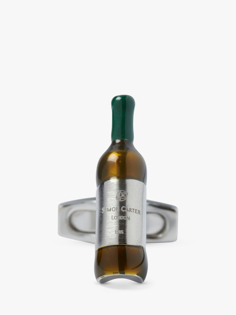Simon Carter green silver wine bottle cufflinks, imported from the UK