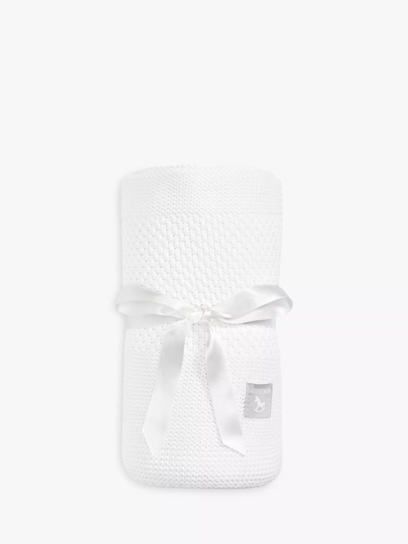 The Little Tailor plush knit baby blanket in white, UK version
