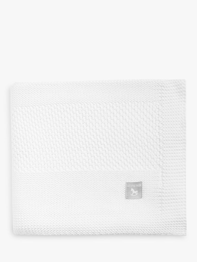 The Little Tailor plush knit baby blanket in white, UK version