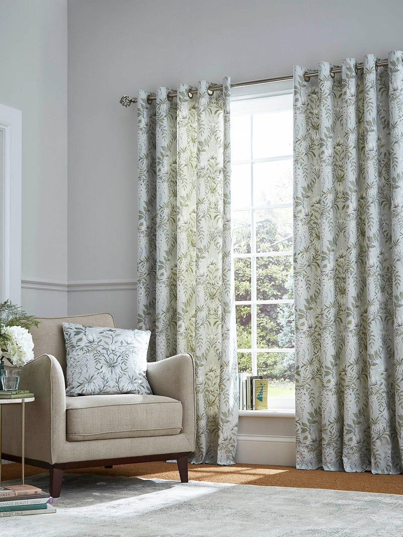 Laura Ashley Parterre floral lined eyelet curtain pair, UK version