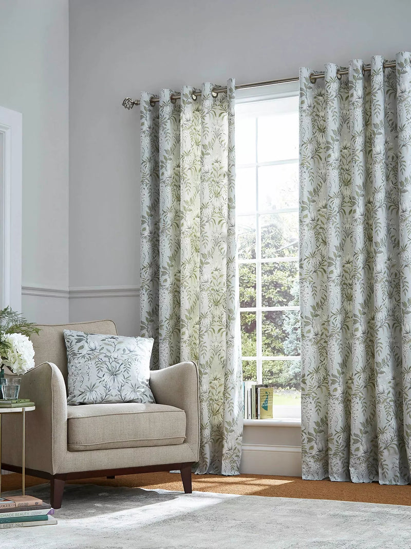 Laura Ashley Parterre floral lined eyelet curtain pair, UK version