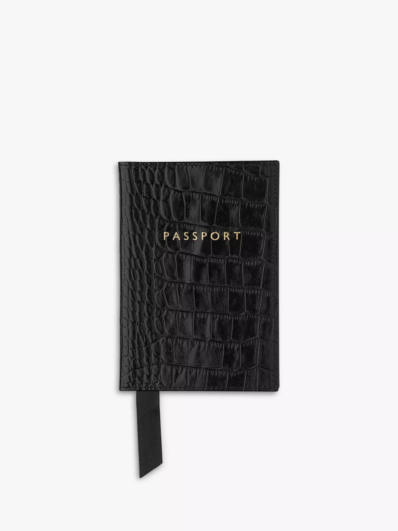 Whistles black croc embossed leather passport holder, UK version