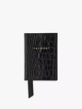 John Lewis Whistles Shiny Croc Embossed Leather Passport Holder, Black- Buy online at McGrocer