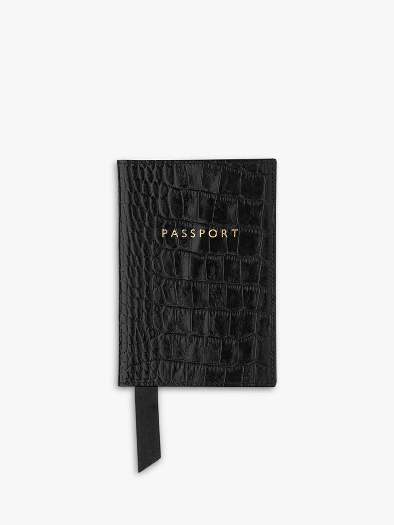 Whistles black croc embossed leather passport holder, UK version