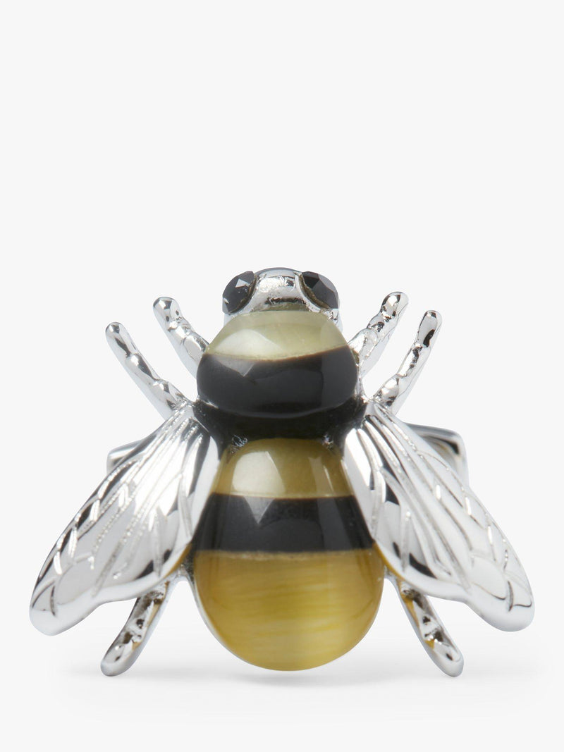 Simon Carter Darwin Bee cufflinks yellow catseye onyx rhodium plated brass - British product